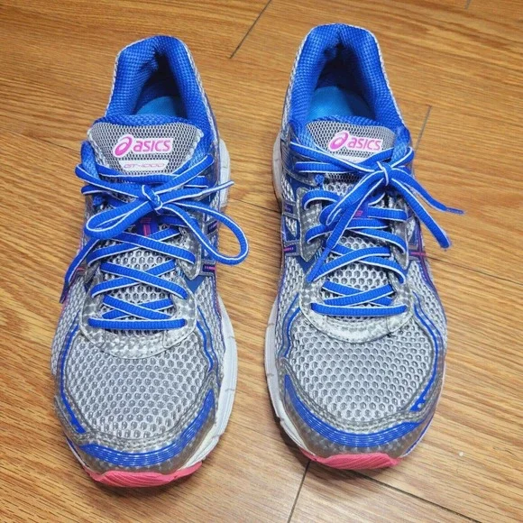 Asics Women's GT-1000 Running Sneakers Size 8.5 Silver/Blue/Pink - Picture 2 of 11